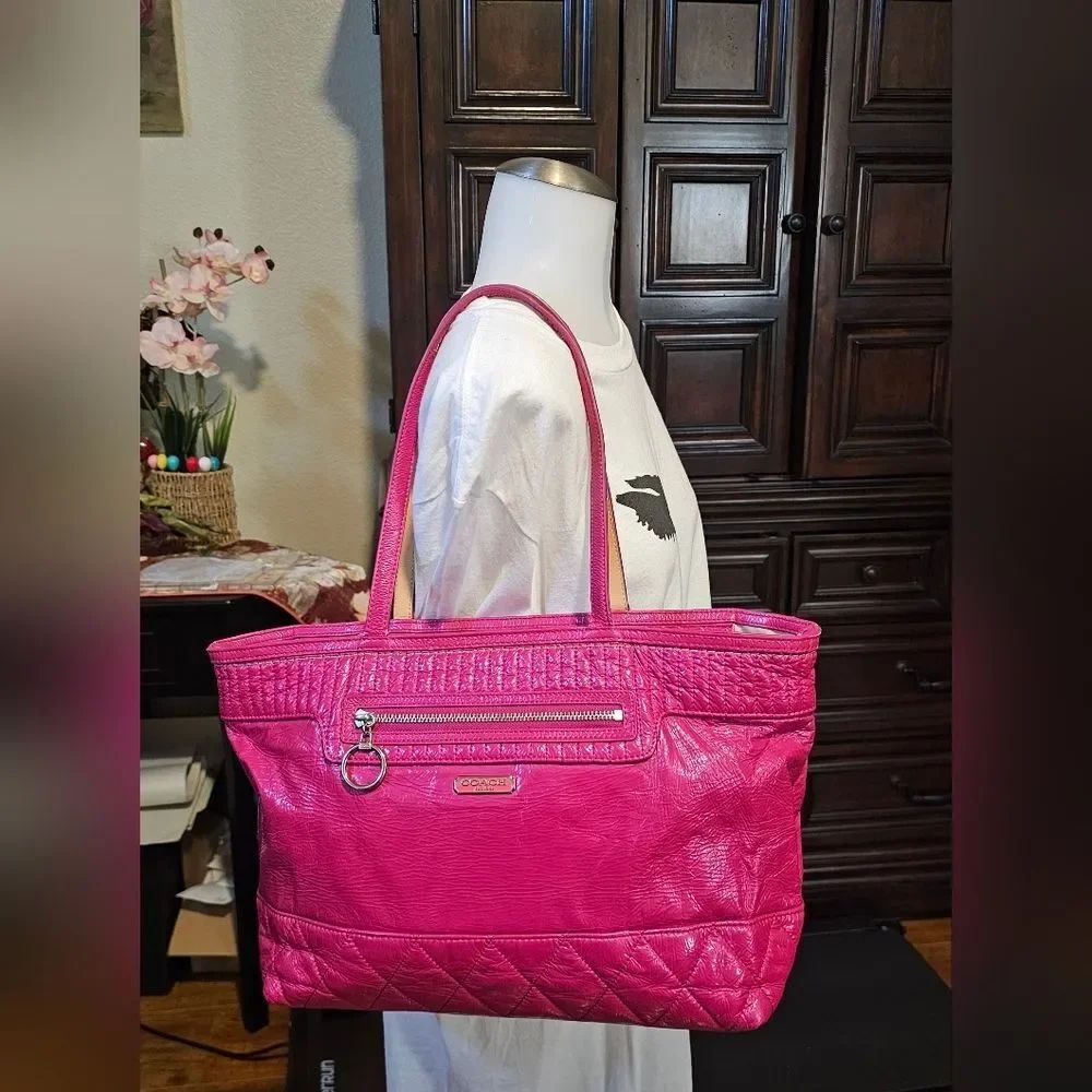 Coach Hot Pink Quilted Leather Tote